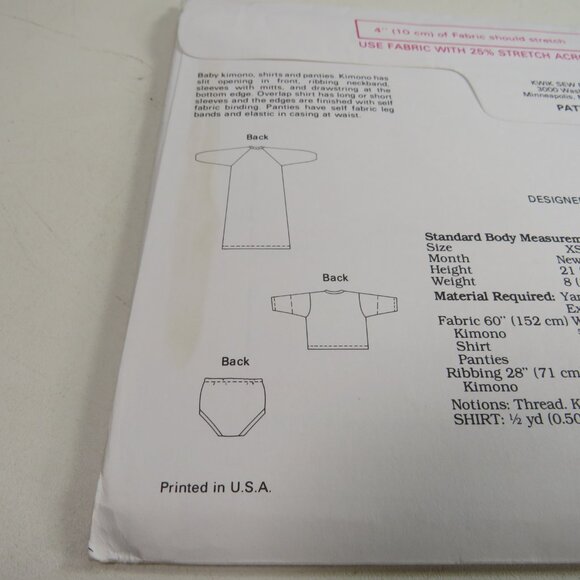 Kwik Sew 2027 Clothing Sewing Pattern NEW UNCUT XS-XL shirt, panties, swaddle - Picture 4 of 5